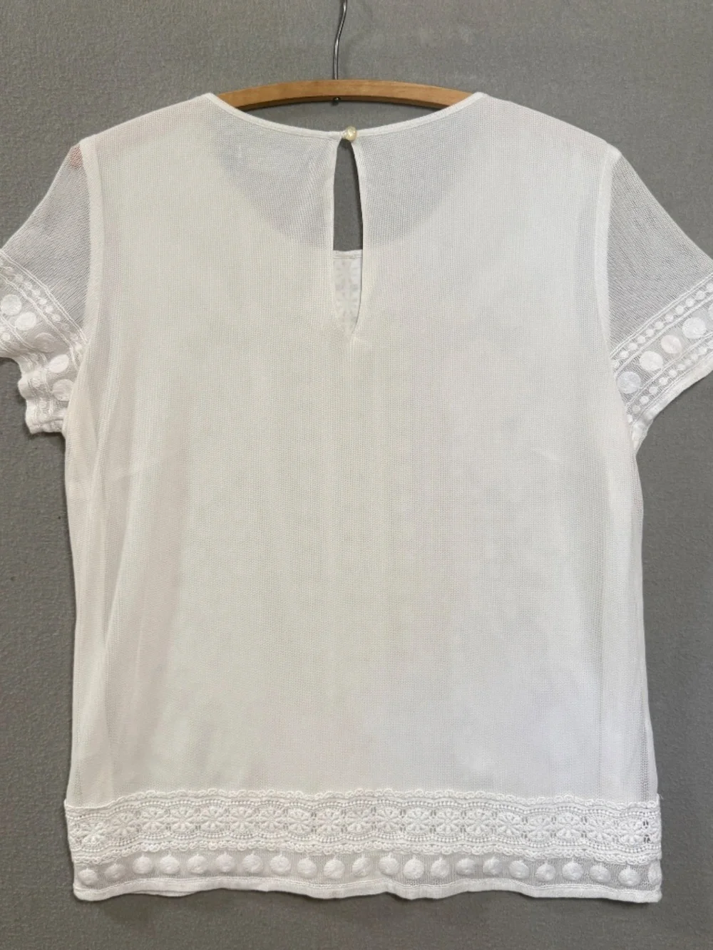 Lauren Ralph Lauren White Eyelet Lace Top Floral Embroidery Mesh Overlay Women M - Picture 2 of 11